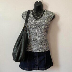 y2k the limited gray and black paisley whimsygoth baby tee